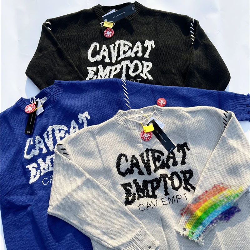 Hole Destroy CAVEMPT C.E Sweater Letter Couple Loose CE Sweater Men's Women's Knitted Sweater Cav Empt Sweaters Sweatshirts
Hole Destroy CAVEMPT C.E Sweater Letter Couple Loose CE Sweater Men's Women's Knitted Sweater Cav Empt Sweaters Sweatshirts