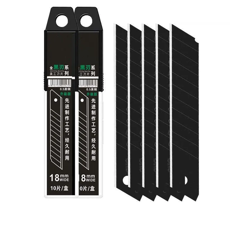 10pcs/box Art Blade Box Black Blade Wallpaper Knife Medium Knife Large Paper Cutting Blade 18mm
10pcs/box Art Blade Box Black Blade Wallpaper Knife Medium Knife Large Paper Cutting Blade 18mm