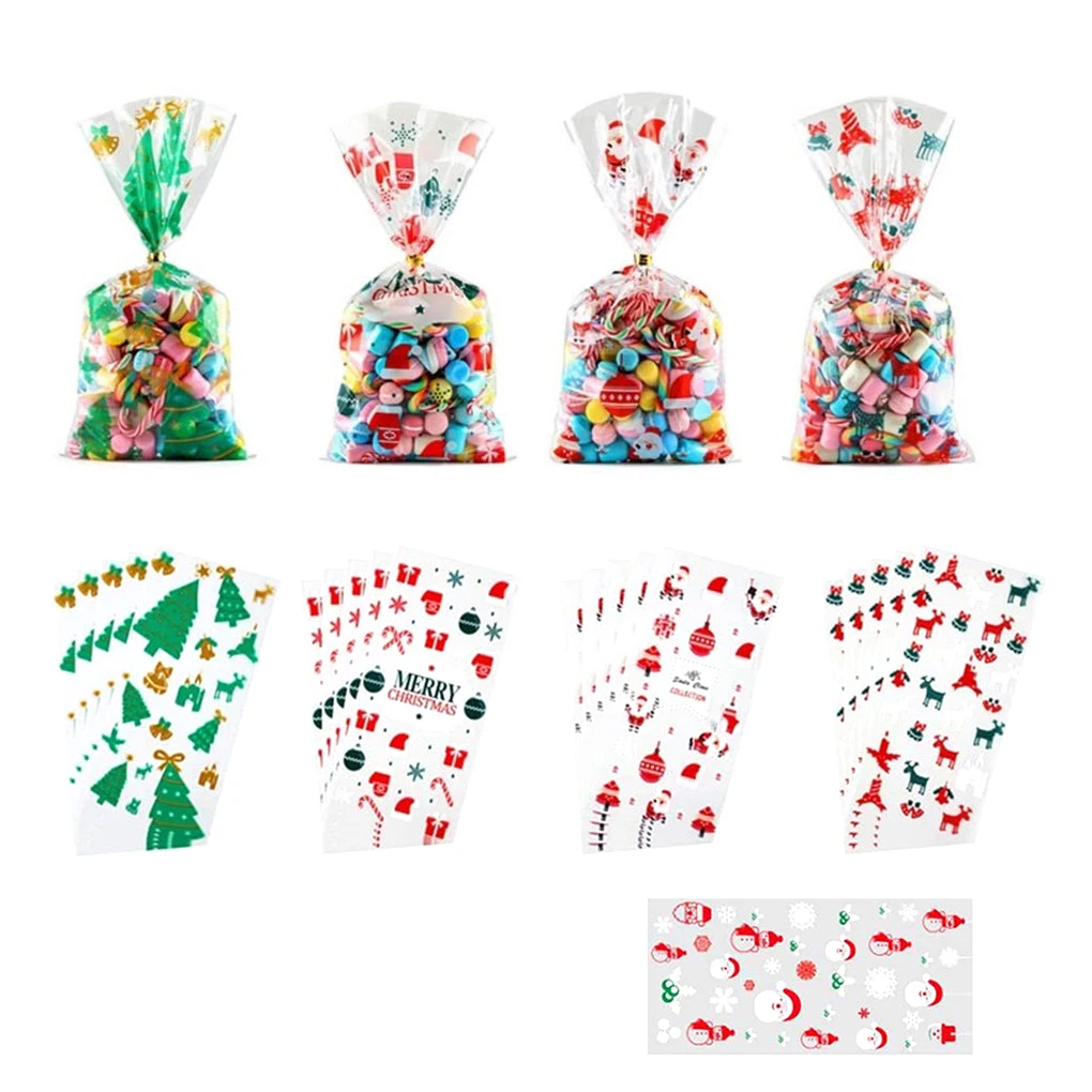 

50Pcs Christmas Candy Packaging Bag Santa Gift Pouch Snack Biscuit Storage OPP Pocket Christmas Hat