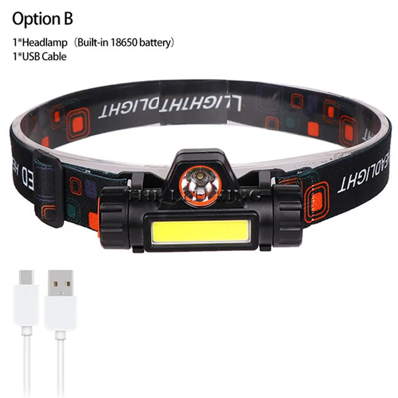 Portable mini Powerful LED Headlamp XPE+COB USB Rechargeable Headlight Built-in Battery Waterproof Head Torch Head Lamp
Portable mini Powerful LED Headlamp XPE+COB USB Rechargeable Headlight Built-in Battery Waterproof Head Torch Head Lamp