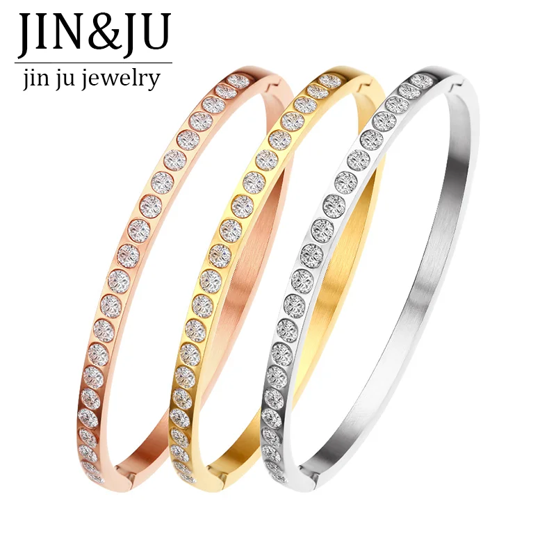 

JIN&JU Stainless Steel Jewelry Luxury Brand Bracelet For Women Bangles Pulseras браслеты Hа Pуку Bijoux Acier Inoxidable Femme