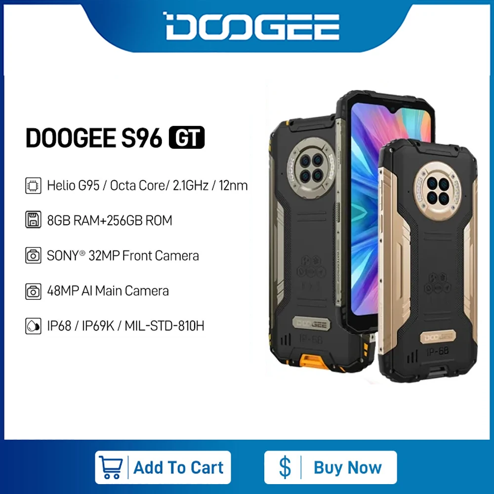 

DOOGEE S96GT Rugged Product 6.22" 48MP Camera Android 12.0 8GB RAM+256GB ROM 24W Fast Charging 32MP Front Camera 6350mAh