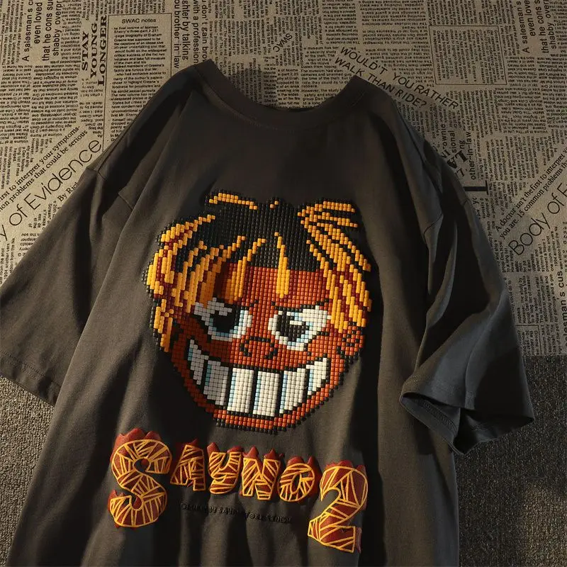 European and American pixel style short sleeved t-shirt female summer ins loose oversize street hip hop top y2k top men clothing
European and American pixel style short sleeved t-shirt female summer ins loose oversize street hip hop top y2k top men clothing