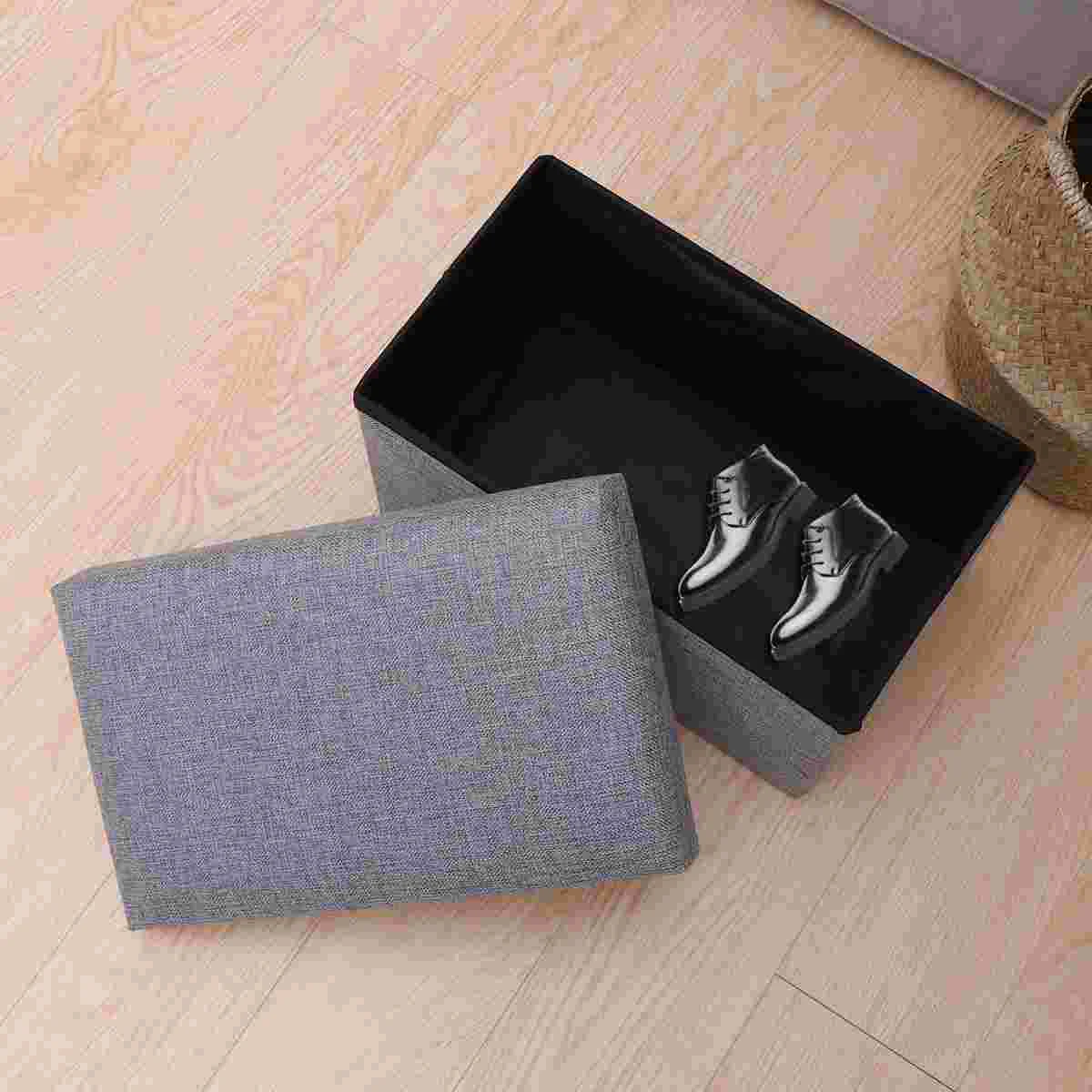 

Складной оттоманка для хранения с складным нагрудным ящиком из льняной ткани оттоманки скамейка подставка для ног для спальни гостиной (се...