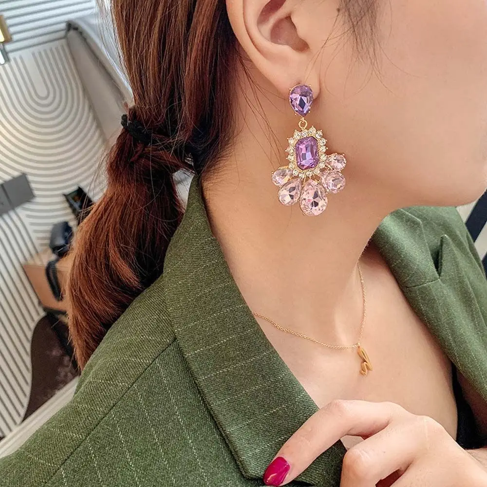 

Korean Purple Baroque Rhinestone Pendant Crystal Gifts For Women Drop Earrings Dangle Earrings Stud Earrings Jewelry