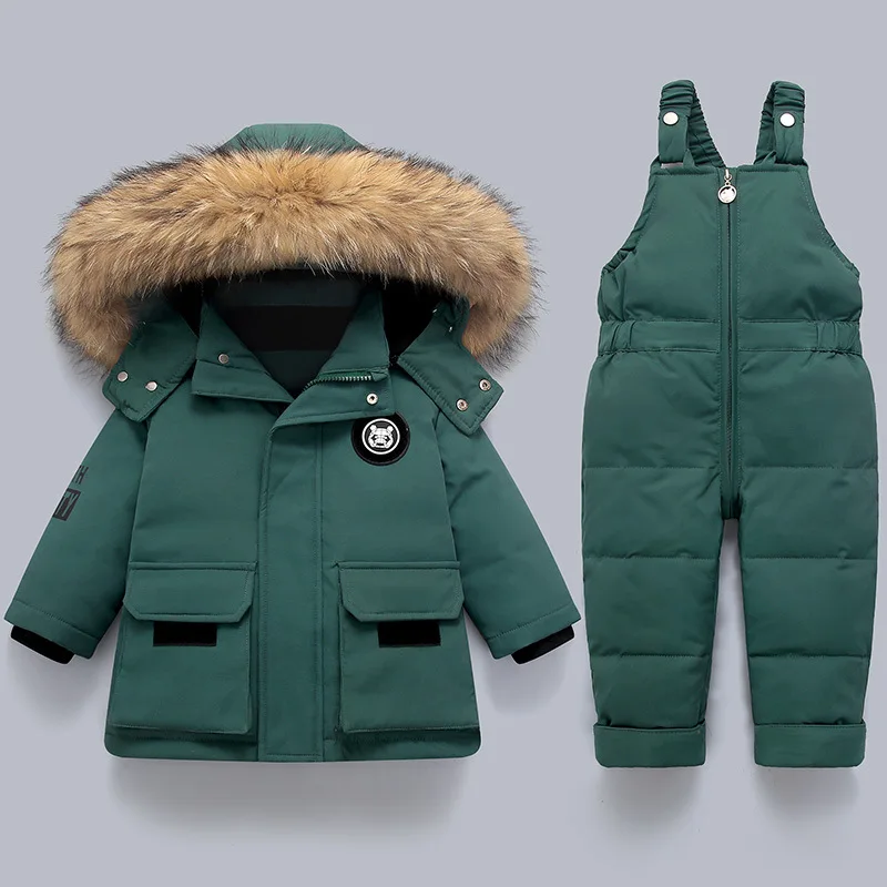 

OASHTH Boys and girls baby down jacket winter new suit children's wear thickened two-piece set