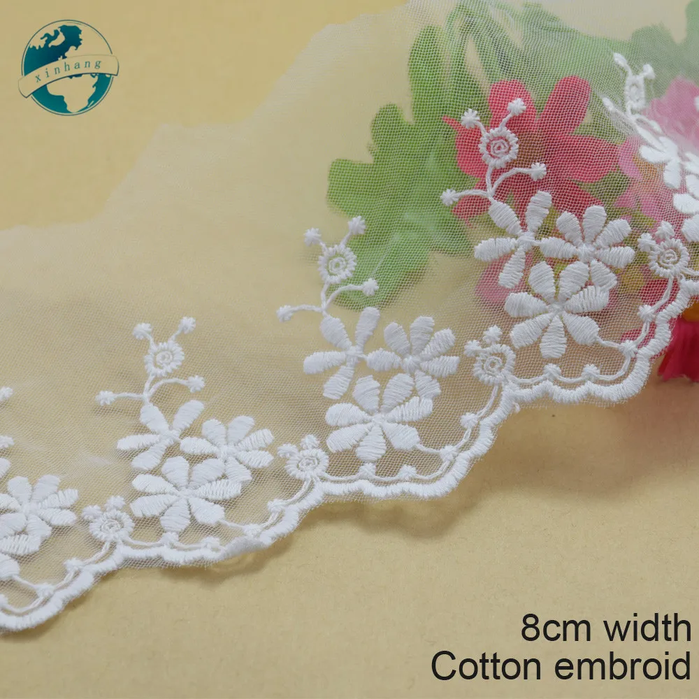 5 ярдов, ширина 8 см, белая хлопчатобумажная ткань, искусственный гипюр, африканская кружевная ткань, отделка «сделай сам», одежда, куклы, аксессуары #3017 
5 ярдов, ширина 8 см, белая хлопчатобумажная ткань, искусственный гипюр, африканская кружевная ткань, отделка «сделай сам», одежда, куклы, аксессуары #3017