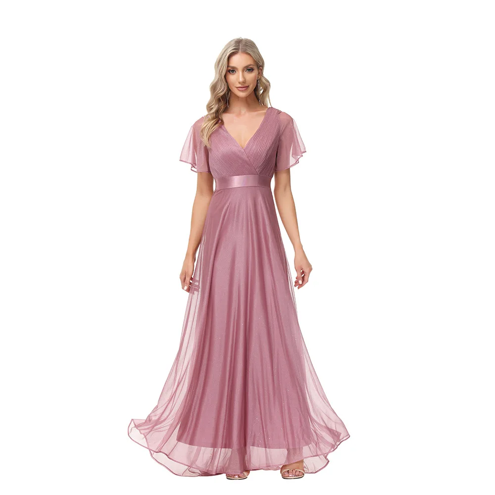 Shinning Chiffon A-Line V-Neck Evening Dresses Short Sleeves Elegant Long Dress Women for Wedding Party Plus Size
Shinning Chiffon A-Line V-Neck Evening Dresses Short Sleeves Elegant Long Dress Women for Wedding Party Plus Size