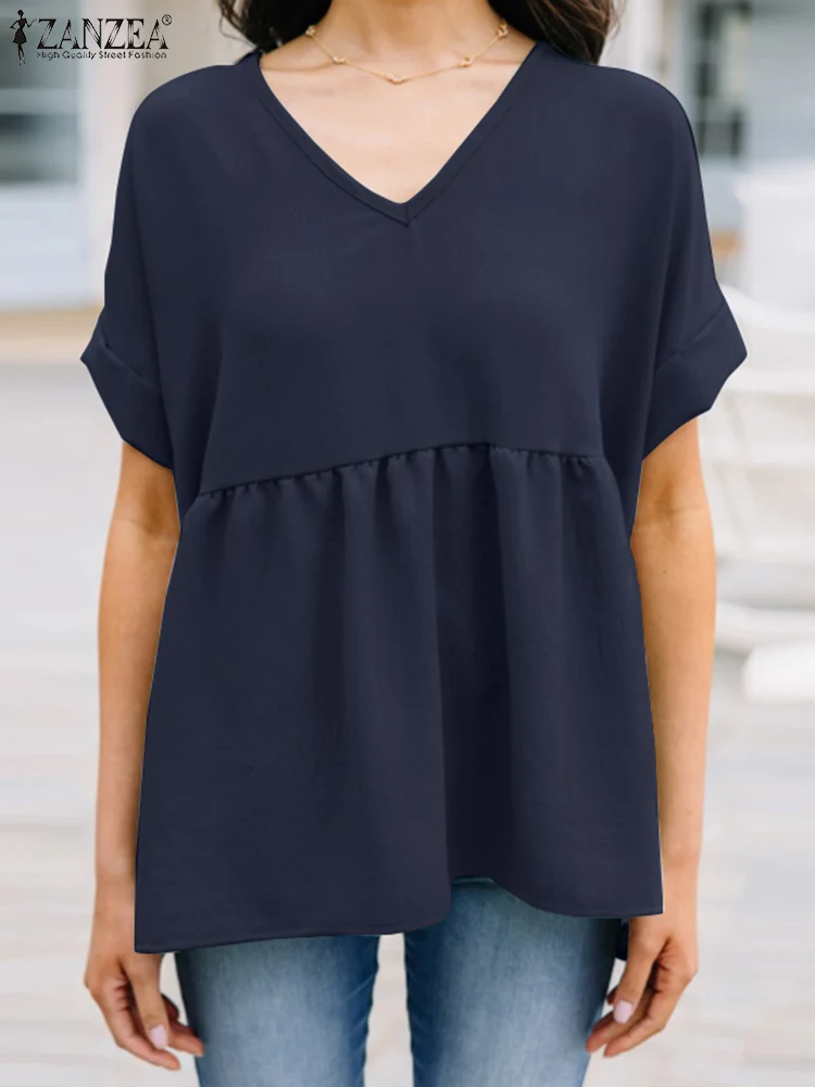 ZANZEA Women Short Sleeve Blouse Summer Shirt Fashion V Neck Casual Loose Ruffles Tops Tunic Mujer Elegant Solid OL Work Blusas
ZANZEA Women Short Sleeve Blouse Summer Shirt Fashion V Neck Casual Loose Ruffles Tops Tunic Mujer Elegant Solid OL Work Blusas