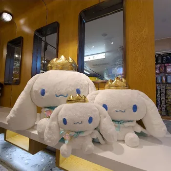 Sanrio Japanese Cartoon Crown Cloak Cinnamoroll Plush Toy Soft Pillow Kawaii Stuffed Plushie Dolls Anime Room Decoration Toys