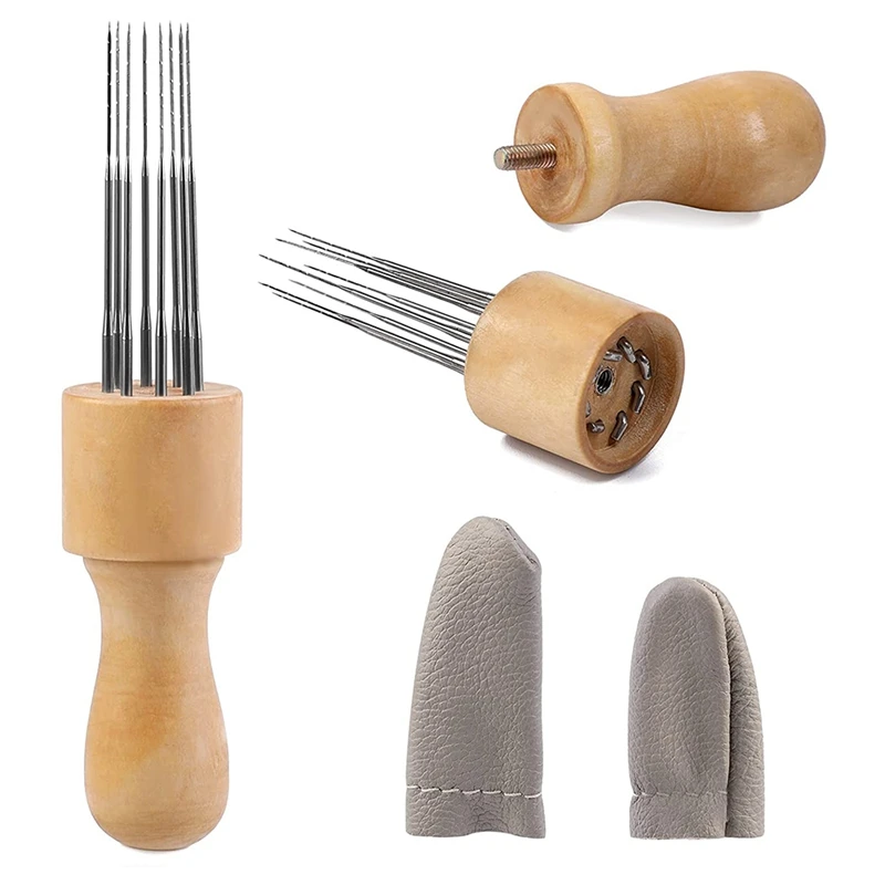 Felting Needle With Eight Needles Tool Solid Wood Handle Craft Wool Felt Stitch Punch Tool With Finger Cots
Felting Needle With Eight Needles Tool Solid Wood Handle Craft Wool Felt Stitch Punch Tool With Finger Cots