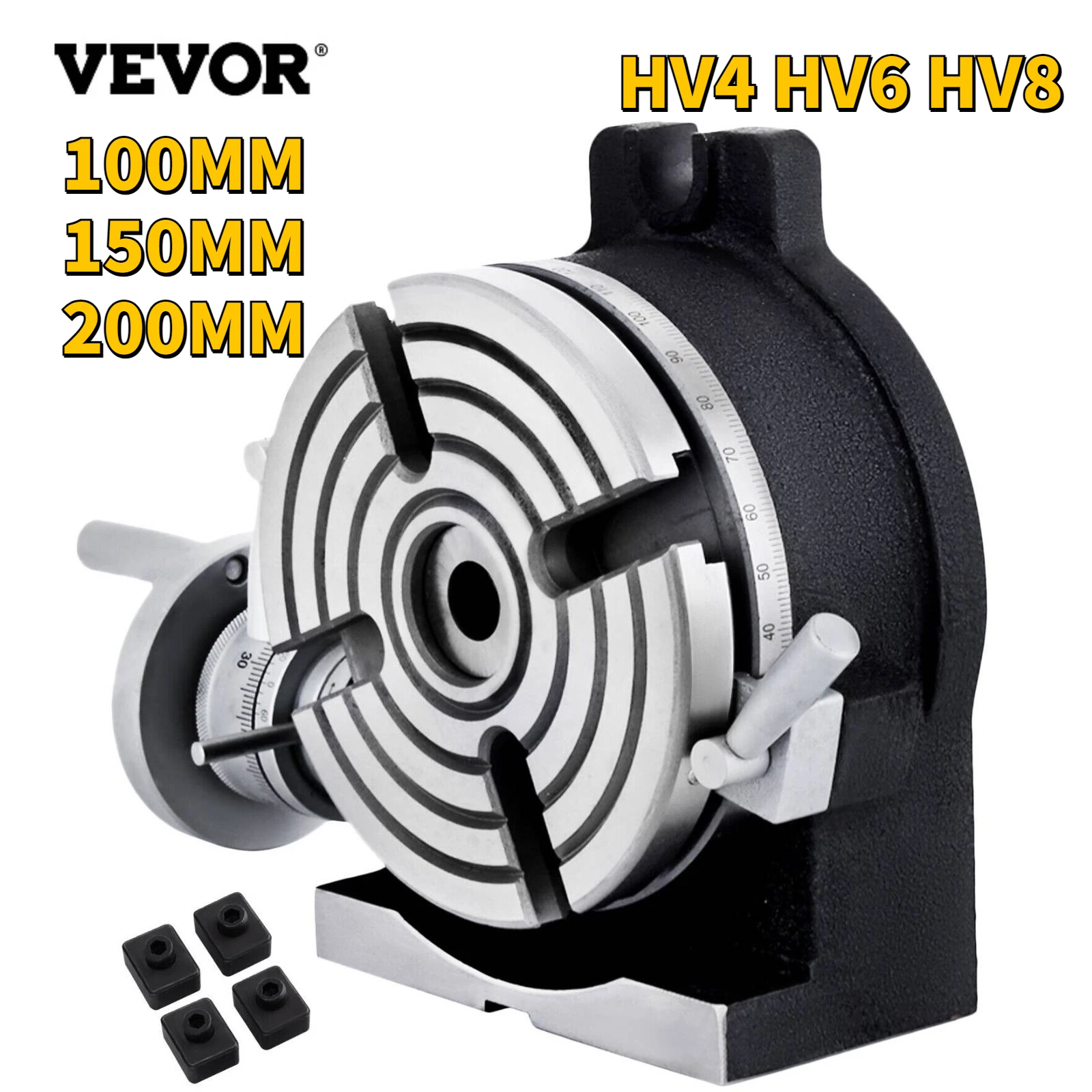 VEVOR Вертикальный и горизонтальный фрезерный станок Поворотный стол 100 мм 150 200 HV4 HV6