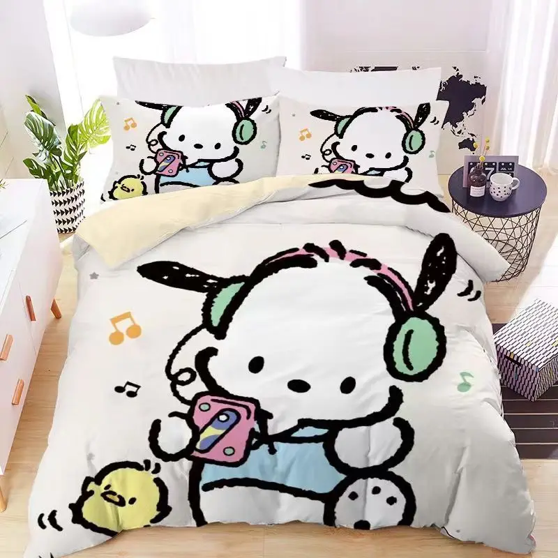 

Animation peripheral Sanrio Kawaii Pochacco cartoon bedding high-value creative home dormitory children's boy bed four-piece set