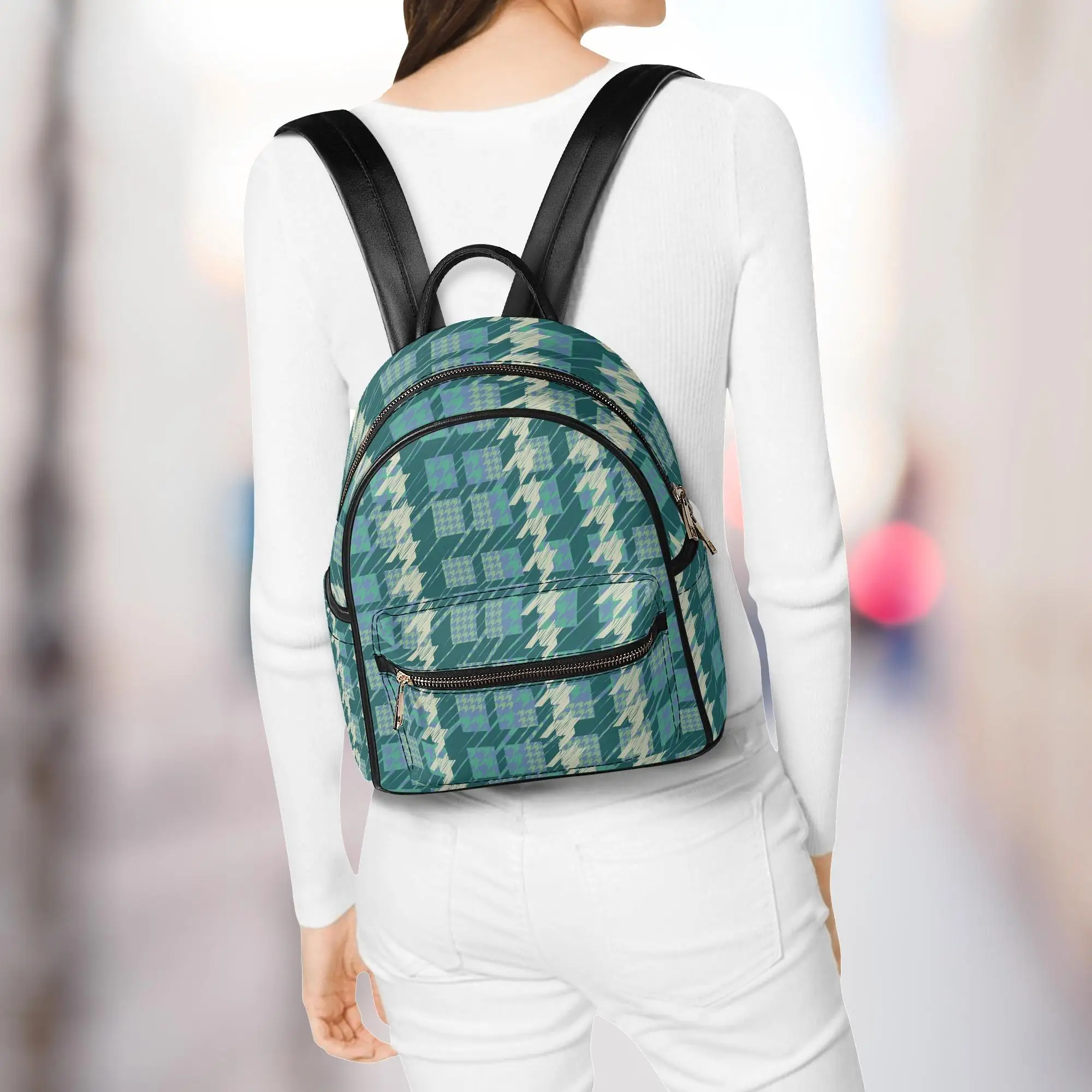 Colorful Houndstooth Designer Vegan Leather Backpack For Women Big Size Pocket Zipper Shoulder Bag For Work
Colorful Houndstooth Designer Vegan Leather Backpack For Women Big Size Pocket Zipper Shoulder Bag For Work
