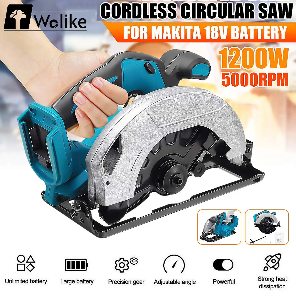 Cordless Electric Circular Saw Wood Cutter Handle Power Tools Dust Passage Woodworking Cutting Machine for 18V Makita Battery
Cordless Electric Circular Saw Wood Cutter Handle Power Tools Dust Passage Woodworking Cutting Machine for 18V Makita Battery