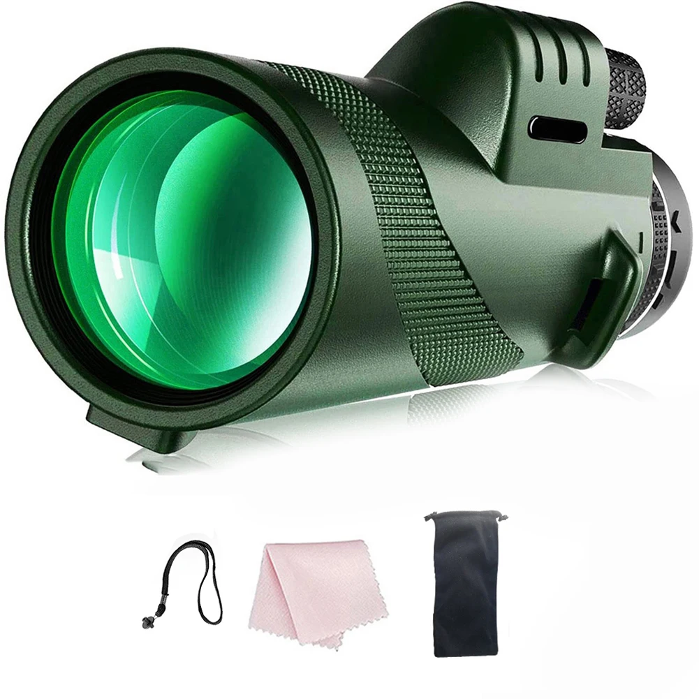 80X100 Monocular Professional Telescope with Tripod Phone Clip Low Light HD Telescope for Outdoor Bird Watching Camping Tourism
80X100 Monocular Professional Telescope with Tripod Phone Clip Low Light HD Telescope for Outdoor Bird Watching Camping Tourism