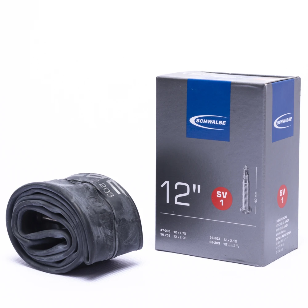 

SCHWALBE BICYCLE INNER TUBE SV1 12inch ETRTO 47/50/54/62-203