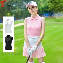 TTYGJ Summer Ladies Quick-dry Sports Polo Shirts Sleeveless Golf Tank Tops Women Slim Vest Casual T-shirt Trun-down Collar S-XL