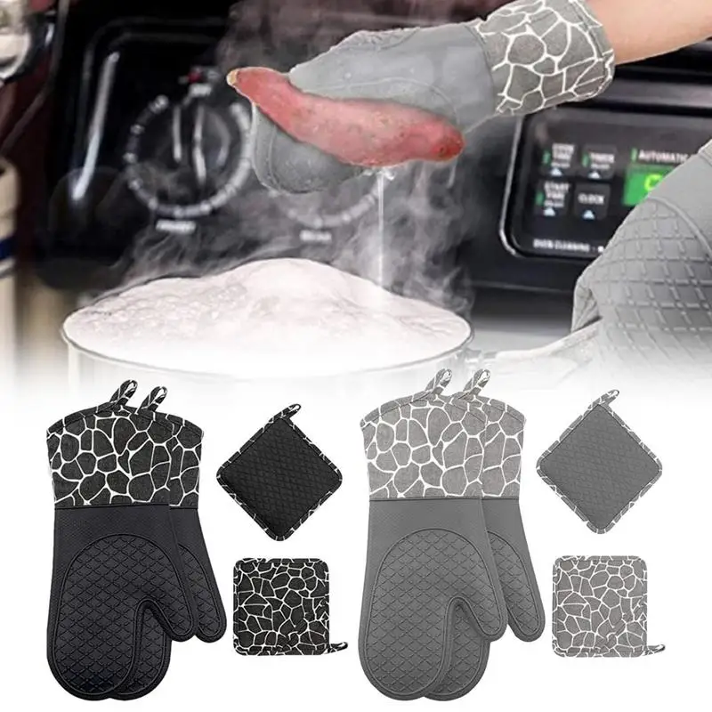 Oven Mitts And Pot Holders Sets 4Pcs Extra Long Silicone Oven Gloves With Non-Slip Heat Resistant Hot Trivet Mats Silicone Oven
Oven Mitts And Pot Holders Sets 4Pcs Extra Long Silicone Oven Gloves With Non-Slip Heat Resistant Hot Trivet Mats Silicone Oven