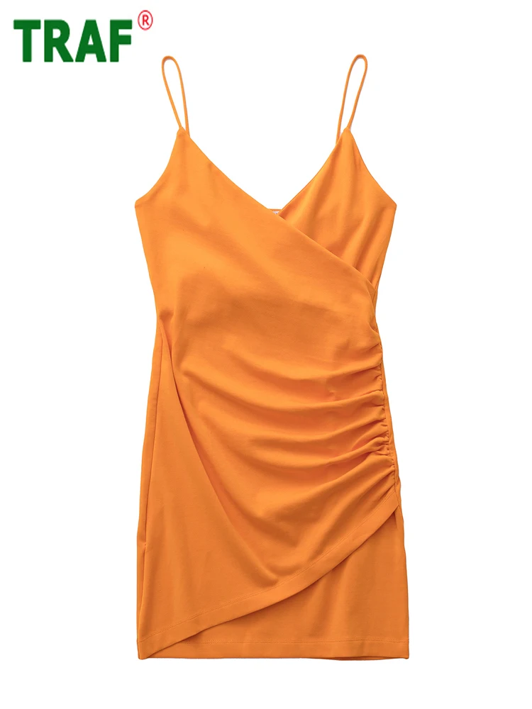 TRAF Orange Slip Dress Women Pleated Wrap Dress Woman Sexy Backless Mini Dresses for Women 2022 Thin Straps Beach Female Dress
TRAF Orange Slip Dress Women Pleated Wrap Dress Woman Sexy Backless Mini Dresses for Women 2022 Thin Straps Beach Female Dress