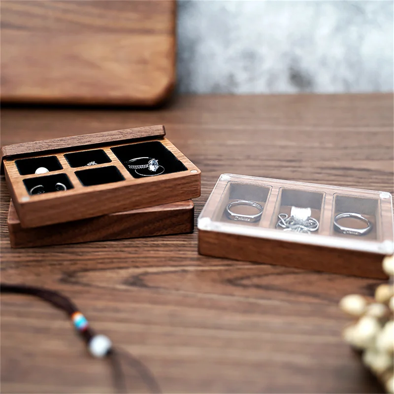 

Портативная деревянная шкатулка для ювелирных изделий, витрина для колец, серег, ожерелий, подставка для путешествий, ящик для хранения таинственных украшений