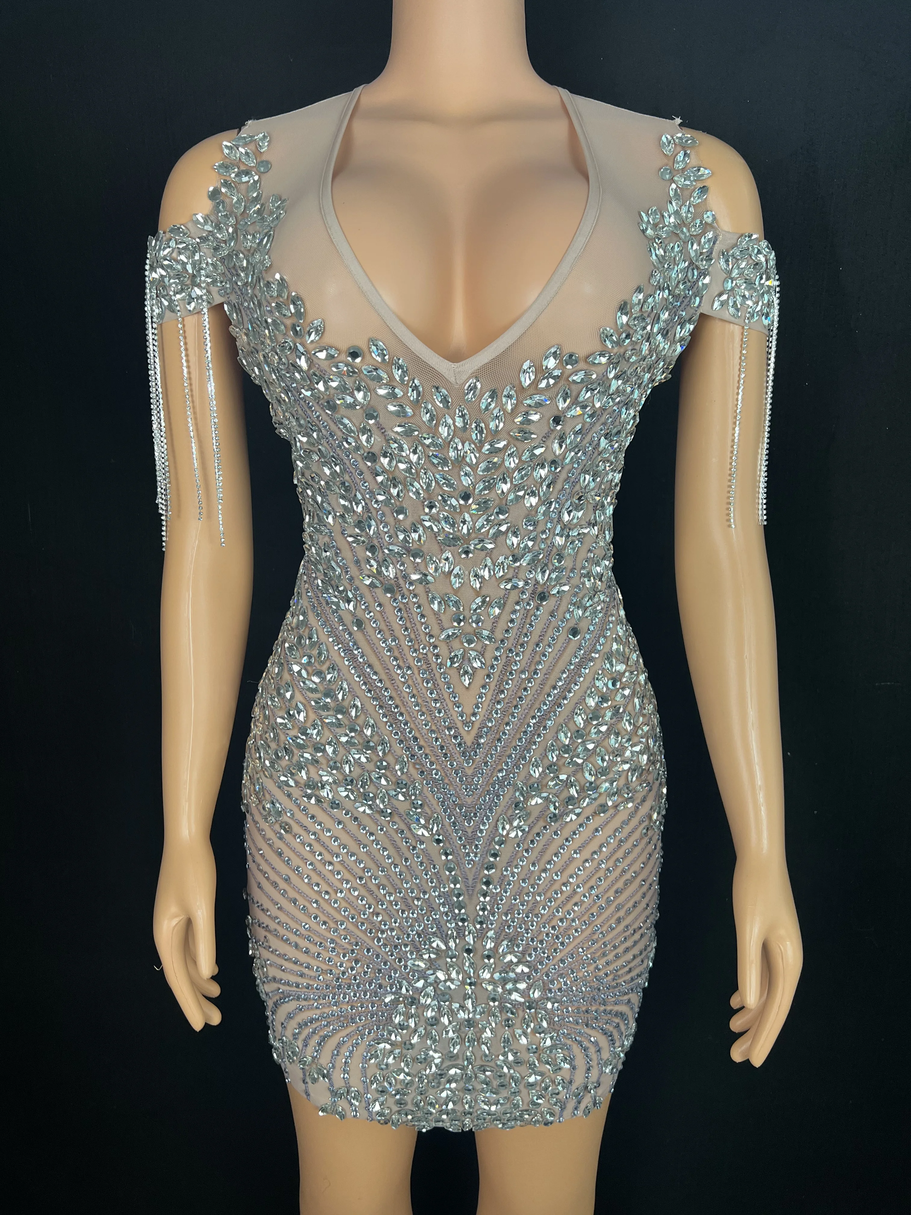 Silver Crystals Fringes Mesh Stretch Rhinestones Dress Party Birthday Celebrate Outfit Evening Singer Show Dress
Silver Crystals Fringes Mesh Stretch Rhinestones Dress Party Birthday Celebrate Outfit Evening Singer Show Dress