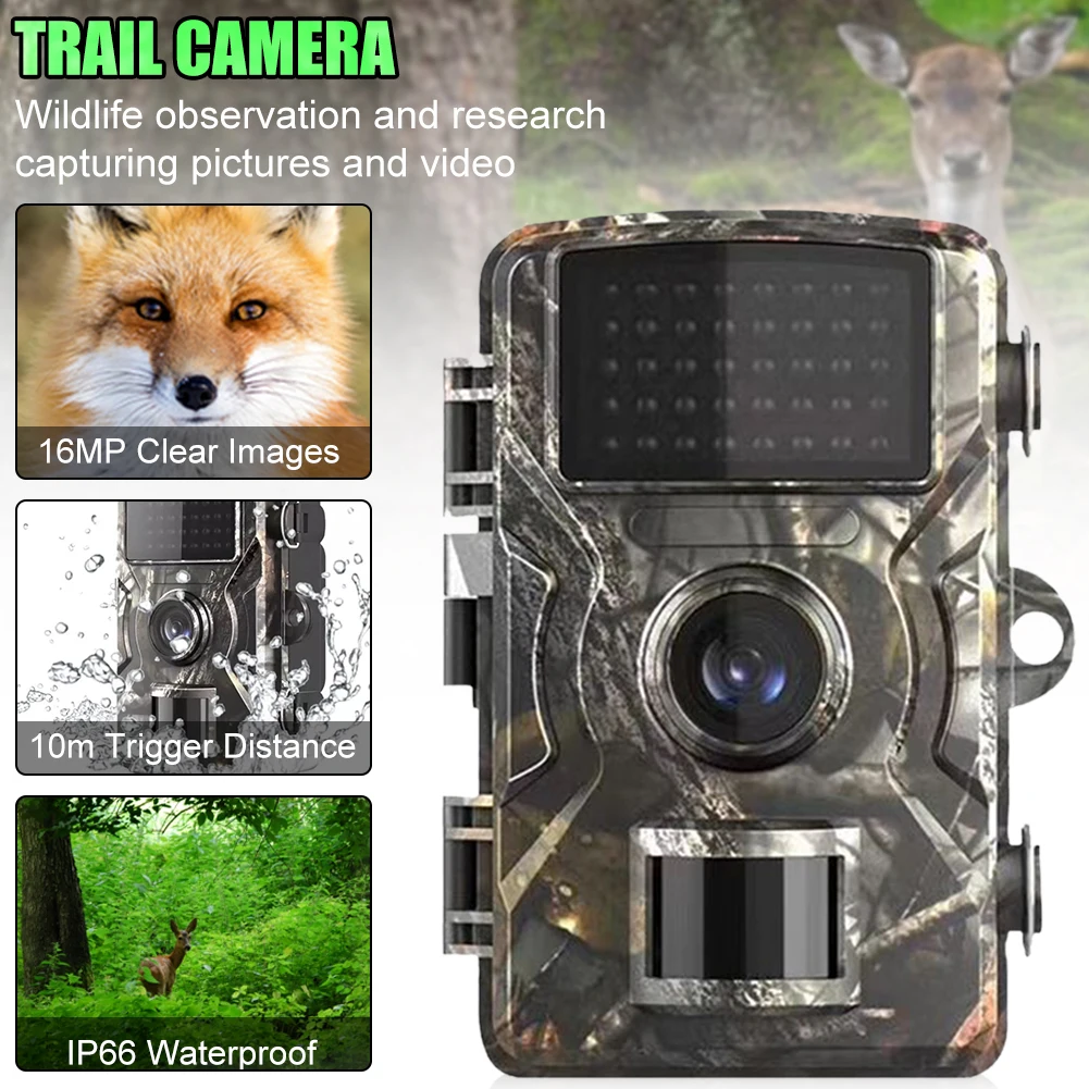 Mini Trail Camera 16MP 1080P Wildlife Scouting Camera With 12M Night Vision Motion Sensor IP66 Waterproof Monitoring Tracking
Mini Trail Camera 16MP 1080P Wildlife Scouting Camera With 12M Night Vision Motion Sensor IP66 Waterproof Monitoring Tracking