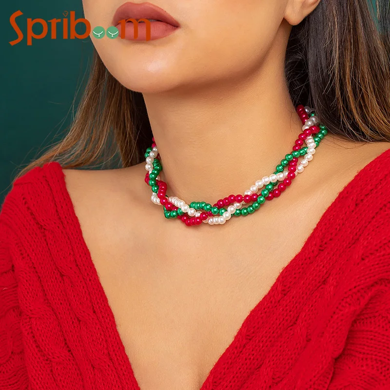 Twist Beads Necklace for Women Chokers Colorful Faux Pearl Necklaces Female Christmas Jewelry Bohemia Neck Chain Accessories
Twist Beads Necklace for Women Chokers Colorful Faux Pearl Necklaces Female Christmas Jewelry Bohemia Neck Chain Accessories