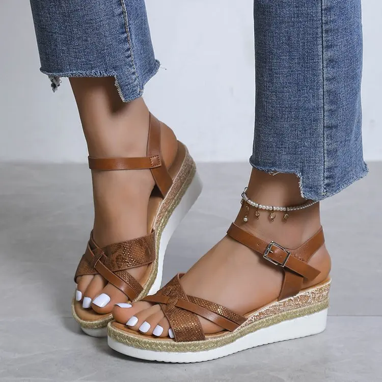 2022 New Women's Wedge Sandals Retro Casual Platform Shoes Fashion Rome Sandalias De Mujer Female Thick Bottom Summer Shoes
2022 New Women's Wedge Sandals Retro Casual Platform Shoes Fashion Rome Sandalias De Mujer Female Thick Bottom Summer Shoes