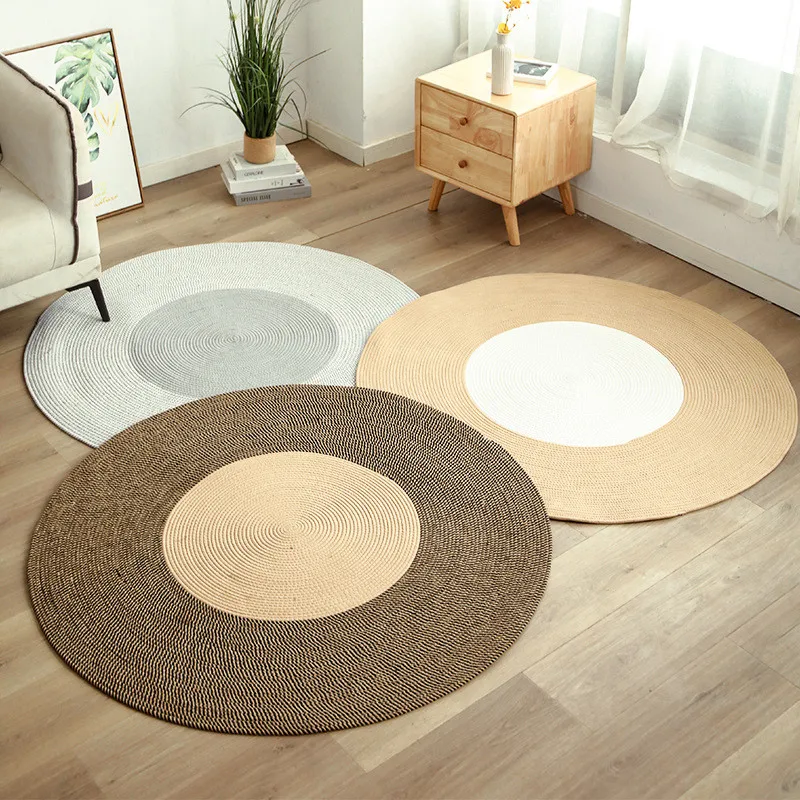 

Hand Weaving Linen Cotton Rug Carpets for Living Room Nordic Carpet Bedroom Non-slip Bathroom Kitchen Floor Mat Bedside Area Rug