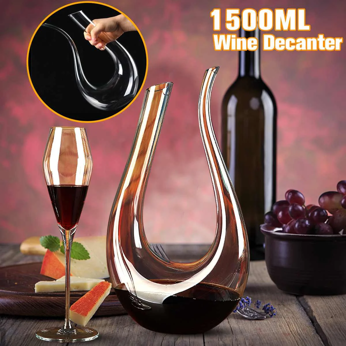 1500 мл бутылка-Декантер Cup Pourer Aerator U-Графин Имеющий форму, стеклянные бокалы для красного вина, бренди, шампанского, для семейного бара, вечери...
1500 мл бутылка-Декантер Cup Pourer Aerator U-Графин Имеющий форму, стеклянные бокалы для красного вина, бренди, шампанского, для семейного бара, вечери...