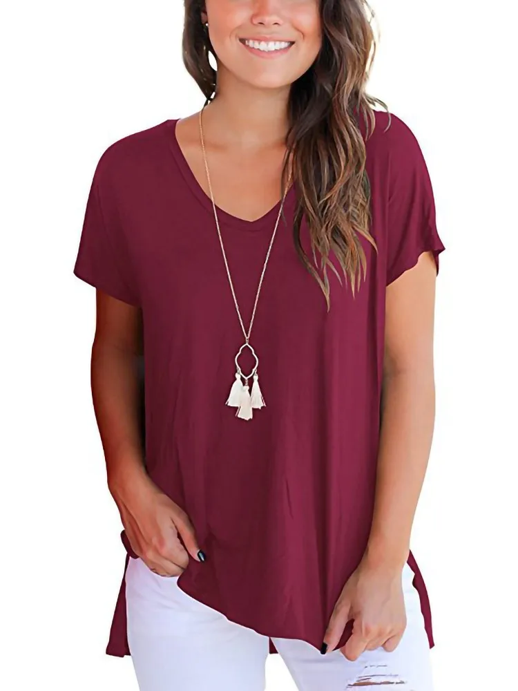 2022 Summer New Plus Size Short Sleeve T Shirt Women Casual V Neck Hem Split Vintage Tops Female Loose Tee T-shirt
2022 Summer New Plus Size Short Sleeve T Shirt Women Casual V Neck Hem Split Vintage Tops Female Loose Tee T-shirt