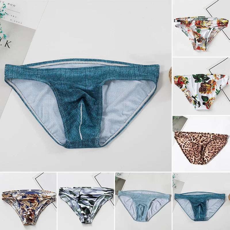 Men Ice Silk Smooth Briefs Sexy Low Waist Printed Bikini Trunks Swimwear Man Breathable Elastic Panties Shorts Underwear
Men Ice Silk Smooth Briefs Sexy Low Waist Printed Bikini Trunks Swimwear Man Breathable Elastic Panties Shorts Underwear