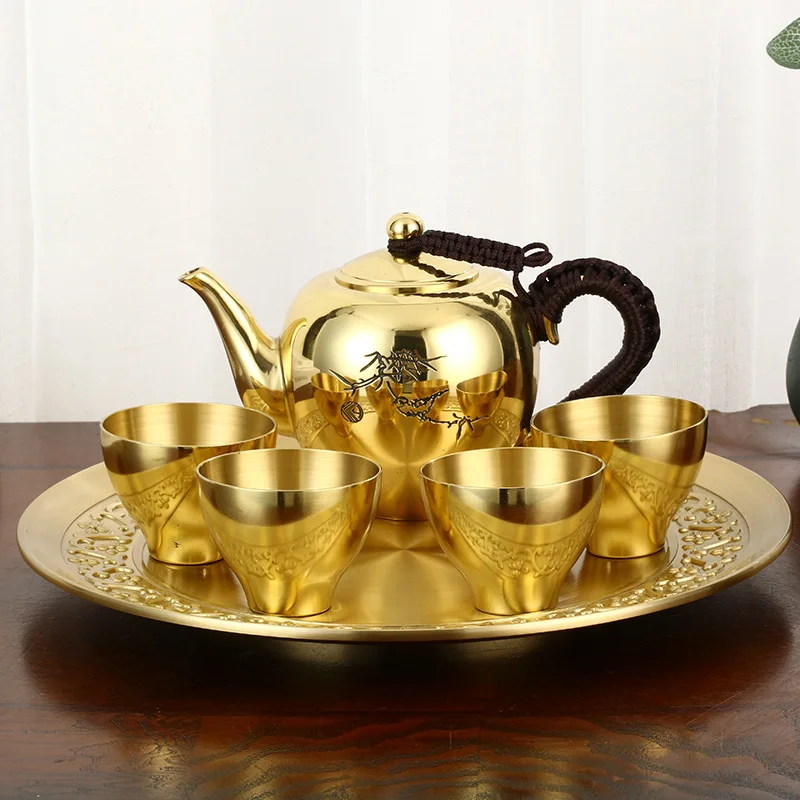 Pure Copper Tea Set Chinese Tea Making Copper Teapot Tea Cup Household Kung Fu Tea Set Retro Tea Making Kung Fu Teaware Set
Pure Copper Tea Set Chinese Tea Making Copper Teapot Tea Cup Household Kung Fu Tea Set Retro Tea Making Kung Fu Teaware Set