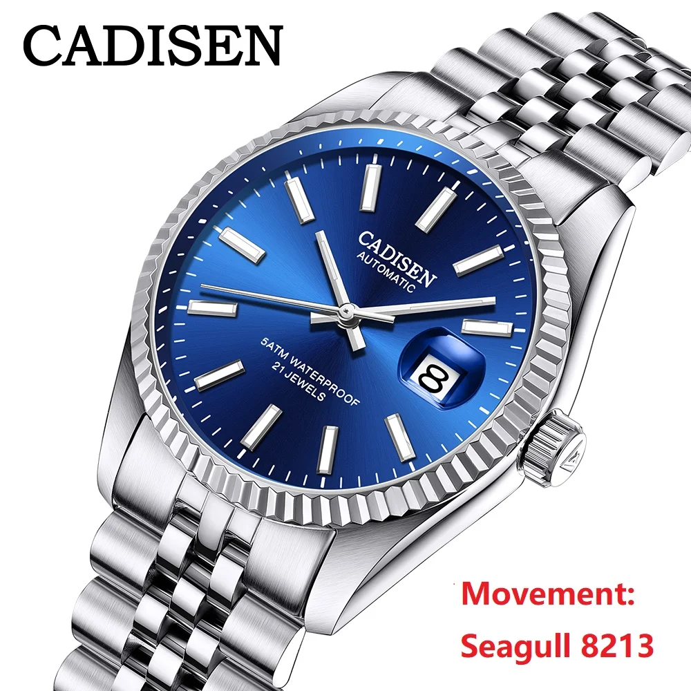

CADISEN C8053 Seagull 2813 Movt Men's Watch Automatic Mechanical Watches 50M Diving Auto date Wrist Watch Men relogio masculino