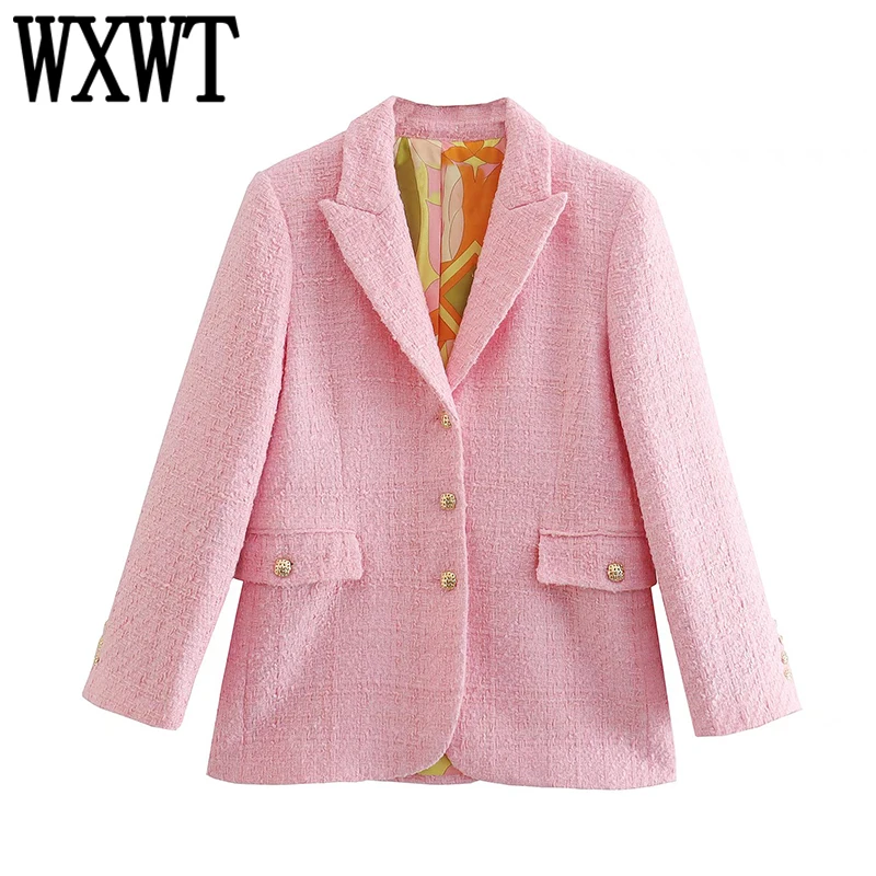 WXWT Women Solid Textured Slim Blazer Long Sleeve Pockets Coats Female High Street Outerwear Chic Tops CD8503
WXWT Women Solid Textured Slim Blazer Long Sleeve Pockets Coats Female High Street Outerwear Chic Tops CD8503