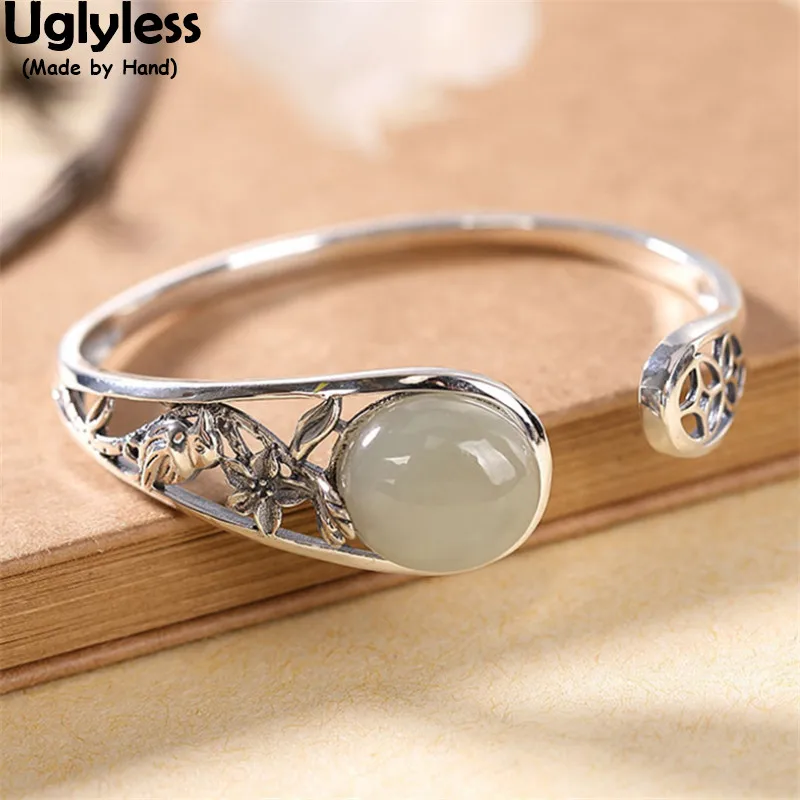 Uglyless Asymmetric Vintage Ethnic Jewelry for Women Asymmetric Open Bangles Thai Silver Flowers 925 Silver Bangles Jade Bijoux
Uglyless Asymmetric Vintage Ethnic Jewelry for Women Asymmetric Open Bangles Thai Silver Flowers 925 Silver Bangles Jade Bijoux