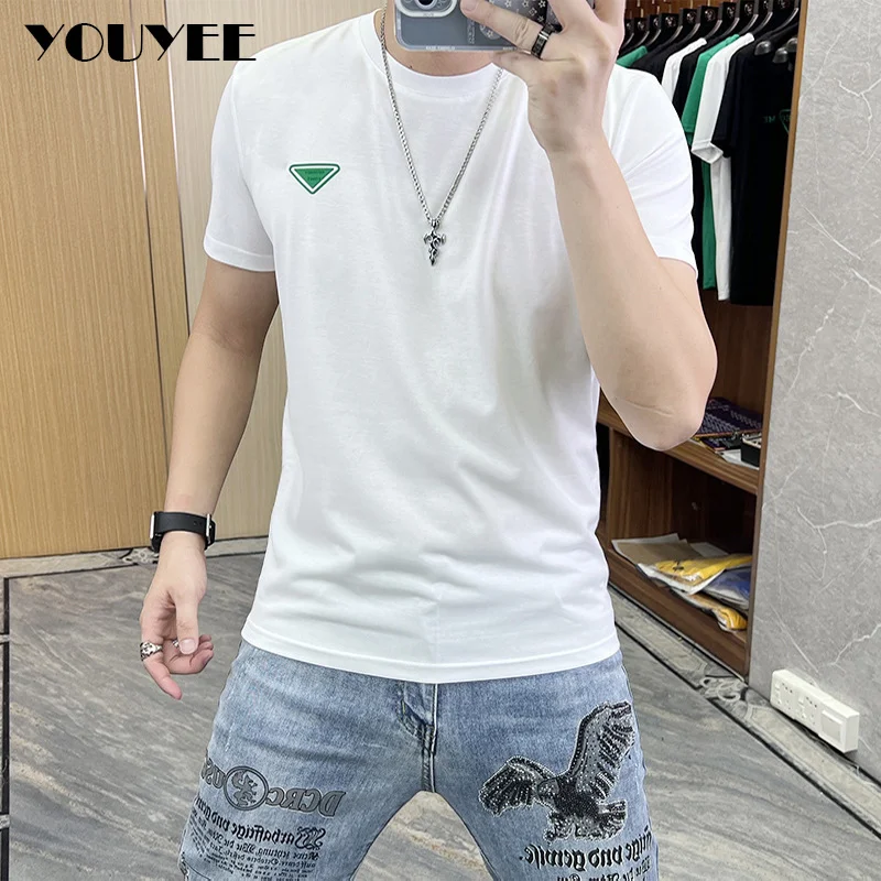 

Men's T-shirt Triangle Simple Male Causal Tops Personality Letter Printing Brand Tees Good Quality Man Clothing Plus Size