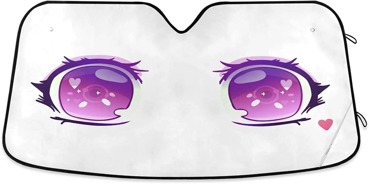 Purple Anime Kawaii Eyes Car Windshield Sunshades Big Eyes Heart Sun Shade Blocks UV Rays Protector Keep Your Vehicle Cool Sun S
Purple Anime Kawaii Eyes Car Windshield Sunshades Big Eyes Heart Sun Shade Blocks UV Rays Protector Keep Your Vehicle Cool Sun S