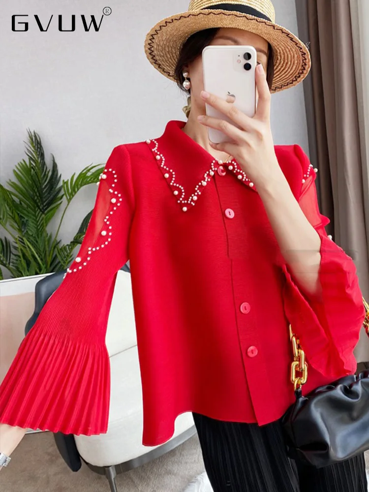 GVUW Pleated Bead Flare Sleeve Shirts For Women Autumn Winter New Lapel Loose Single Breasted Luxury Female Fashion Top 17D7163
GVUW Pleated Bead Flare Sleeve Shirts For Women Autumn Winter New Lapel Loose Single Breasted Luxury Female Fashion Top 17D7163