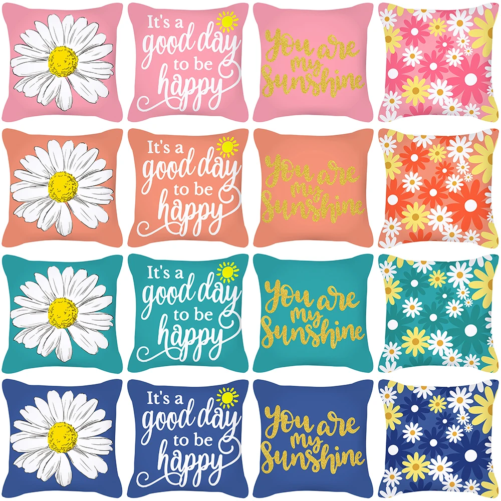 Spring Floral Pattern Pillow Cover 45X45cm Living Room Decor Sofa Cushion Cover Golden Letter Daisy Decorative Throw Pillowcase
Spring Floral Pattern Pillow Cover 45X45cm Living Room Decor Sofa Cushion Cover Golden Letter Daisy Decorative Throw Pillowcase