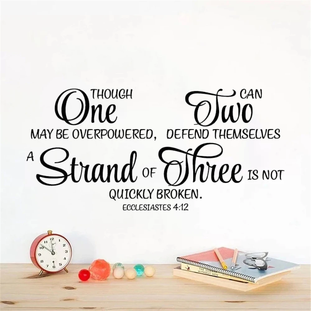 Wedding Bible Verse Wall Stickers A Strand Of Three Is Not Quickly Broken Decals Ecclesiastes 4:12 Vinyl Room Decor Mural HJ1376
Wedding Bible Verse Wall Stickers A Strand Of Three Is Not Quickly Broken Decals Ecclesiastes 4:12 Vinyl Room Decor Mural HJ1376