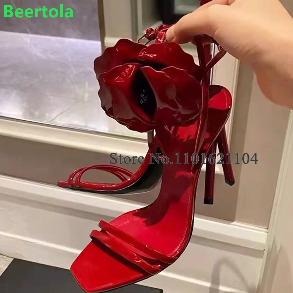 Red Rose Flower Design Luxury Sandals For Female Women Thin High Heel Sqaure Toe Ankle Strap Fashion Romantic Elegant Shoes
Red Rose Flower Design Luxury Sandals For Female Women Thin High Heel Sqaure Toe Ankle Strap Fashion Romantic Elegant Shoes