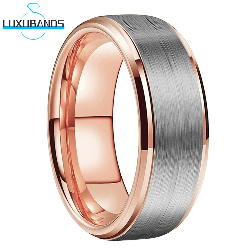 Black Gunmetal Tungsten Carbide Wedding Ring For Men Women Rose Gold Stepped Beveled Edges Brushed Finish Fashion Comfort Fit
Black Gunmetal Tungsten Carbide Wedding Ring For Men Women Rose Gold Stepped Beveled Edges Brushed Finish Fashion Comfort Fit