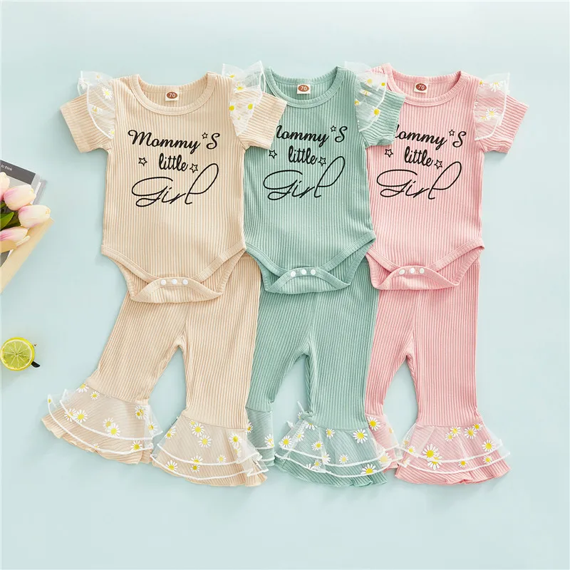 Newborn Baby Girls Summer Jumpsuits Clothes Set Letter Prints Short Sleeves Romper and Daisy Mesh Patchwork Casual Flared Pants
Newborn Baby Girls Summer Jumpsuits Clothes Set Letter Prints Short Sleeves Romper and Daisy Mesh Patchwork Casual Flared Pants