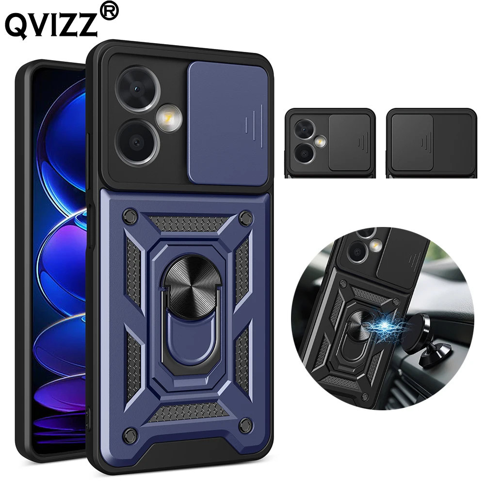 

Slide Camera Case for Xiaomi POCO X5 Pro X5Pro Car Magnetic Ring Holder Armor Shockproof Phone Cover Xiomi Mi POCOX5 POCOX5Pro