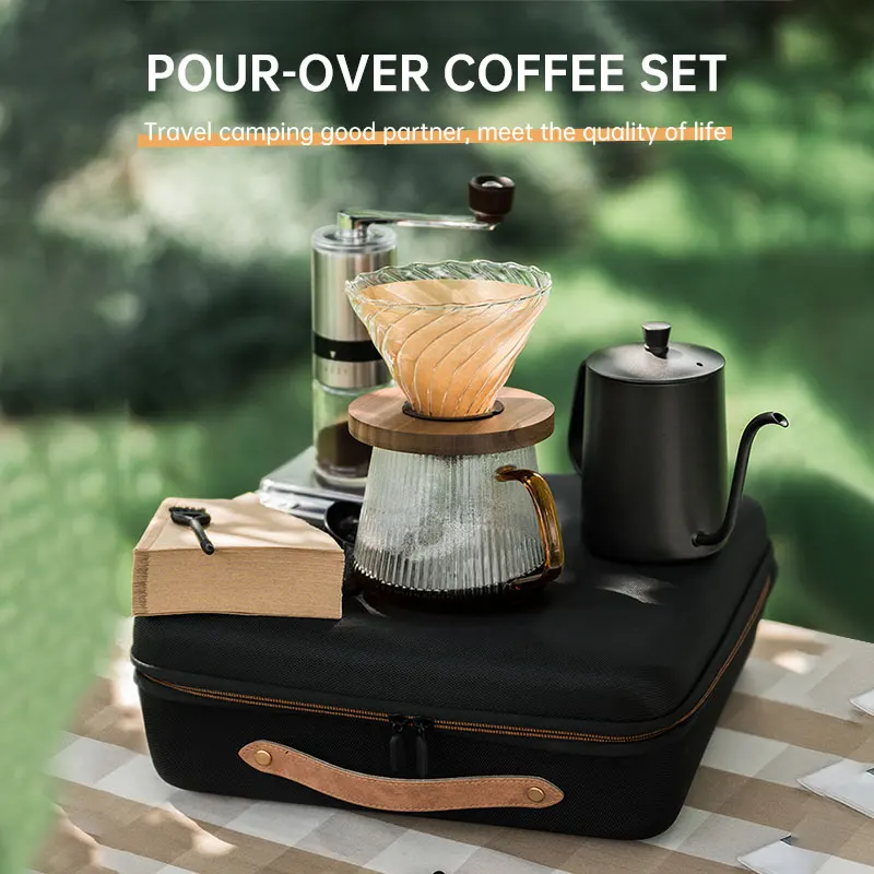 

Дорожный набор ручных кофейников, Подарочная коробка для ручного кофе, измельчитель, электронные весы, ручной перфоратор, наборы чашек для кофе, набор инструментов для бариста
