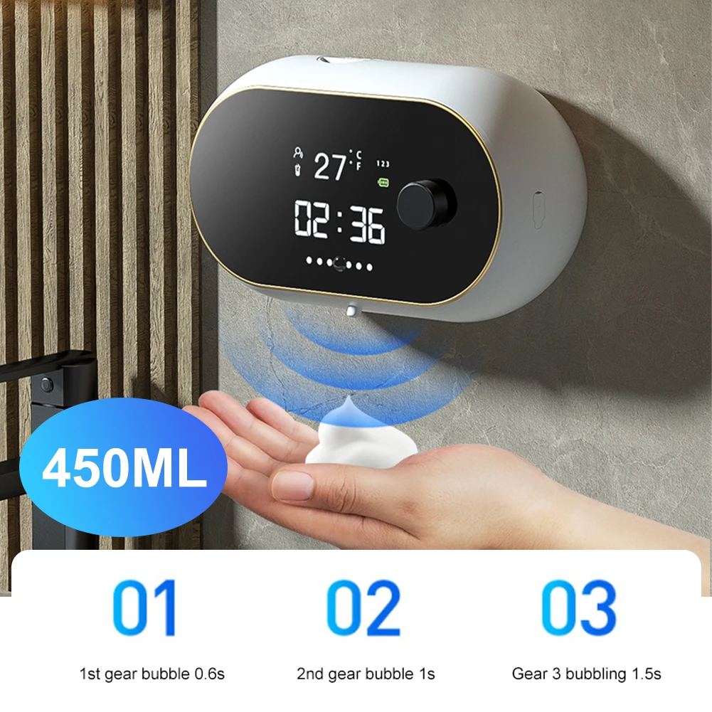 450ML Automatic Foam Soap Dispenser USB Rechargeable LED Temperature Time Display Body Induction Hand Sanitizer Machine
450ML Automatic Foam Soap Dispenser USB Rechargeable LED Temperature Time Display Body Induction Hand Sanitizer Machine