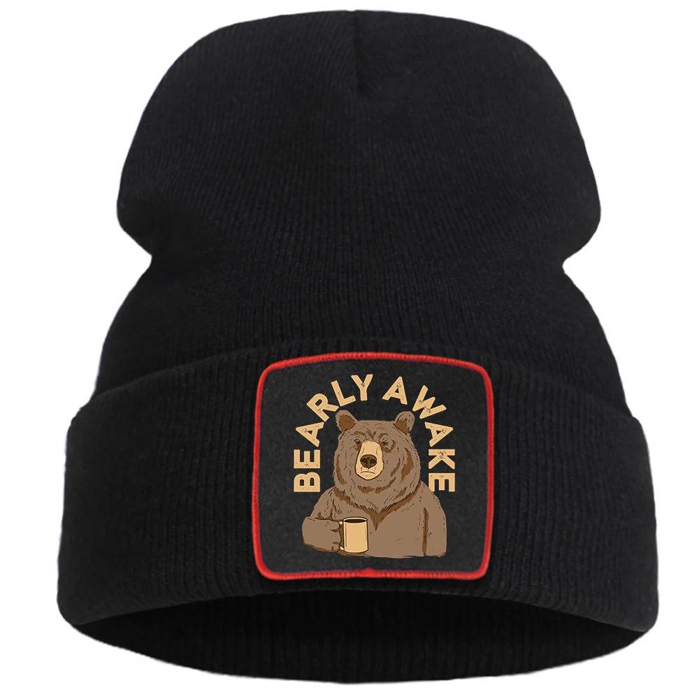 Bearly Awake Funny Women'S Hat Casual Warm Mens Beanie Caps Female Punk High Quality Harajuku Balaclava Winter Knitted Hats
Bearly Awake Funny Women'S Hat Casual Warm Mens Beanie Caps Female Punk High Quality Harajuku Balaclava Winter Knitted Hats