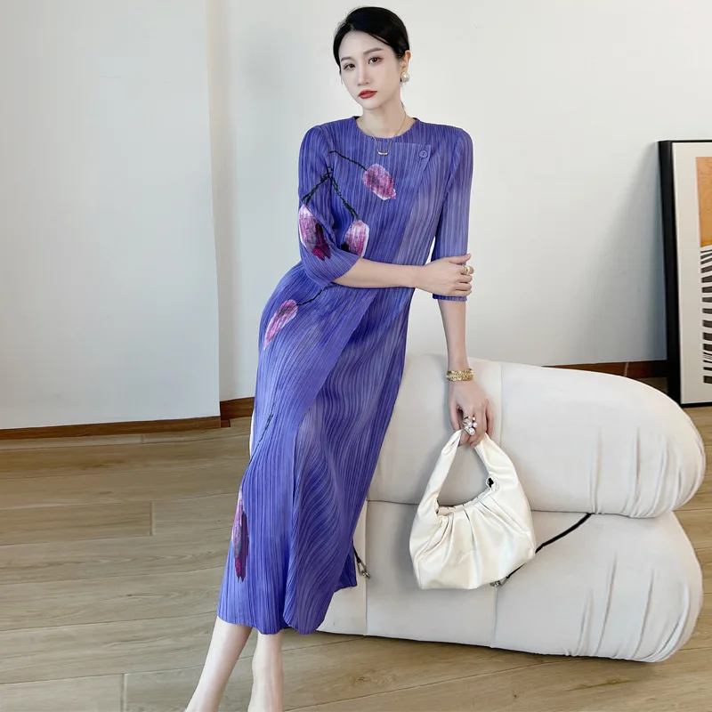 Miyake Pleated Dress for Women Long Sleeves Vintage Loose Solid Color Casual Ladies Fashion Clothing 2023 Summer Robe
Miyake Pleated Dress for Women Long Sleeves Vintage Loose Solid Color Casual Ladies Fashion Clothing 2023 Summer Robe